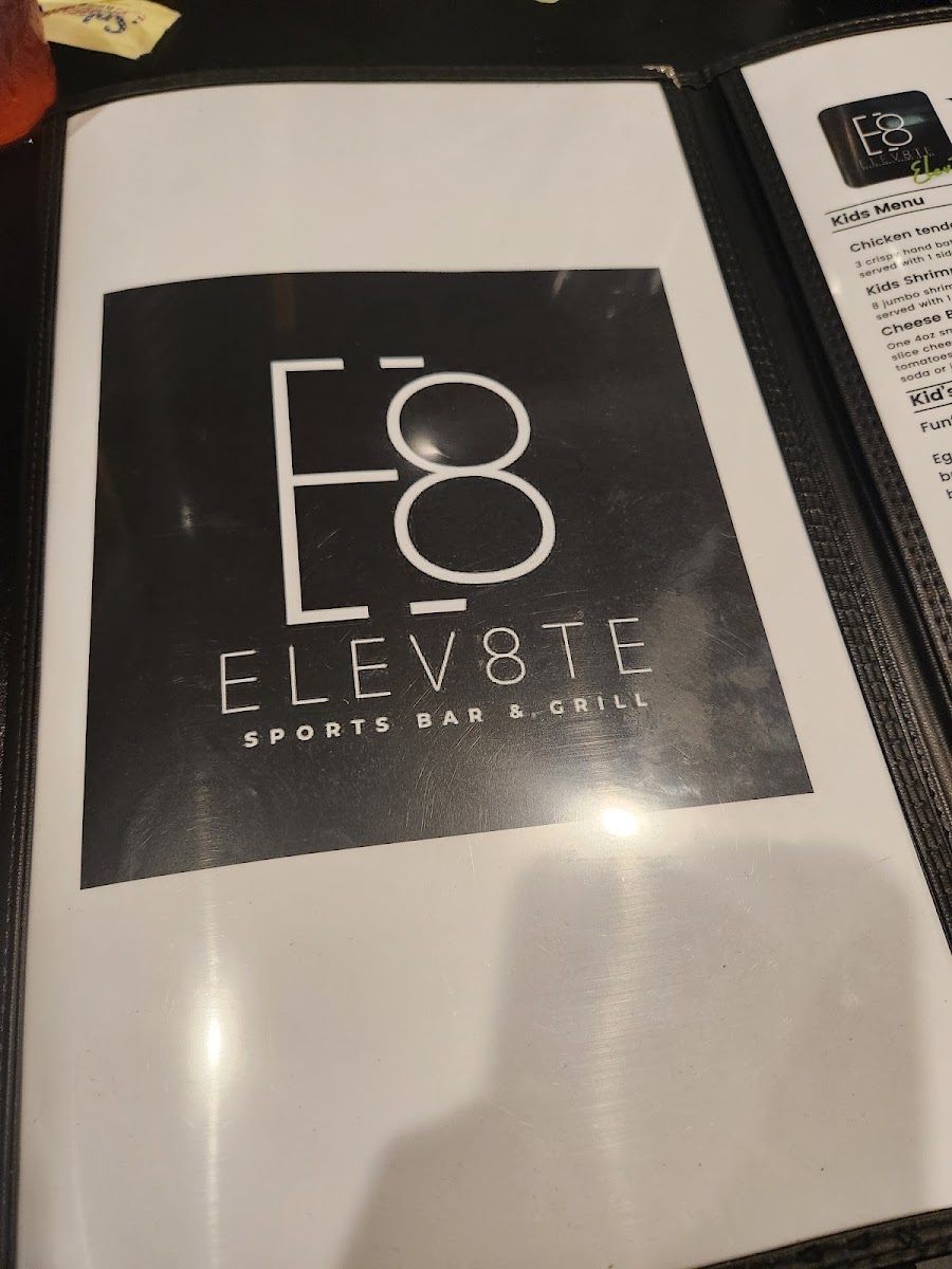 Elev8te Sports Bar and Grill menu board