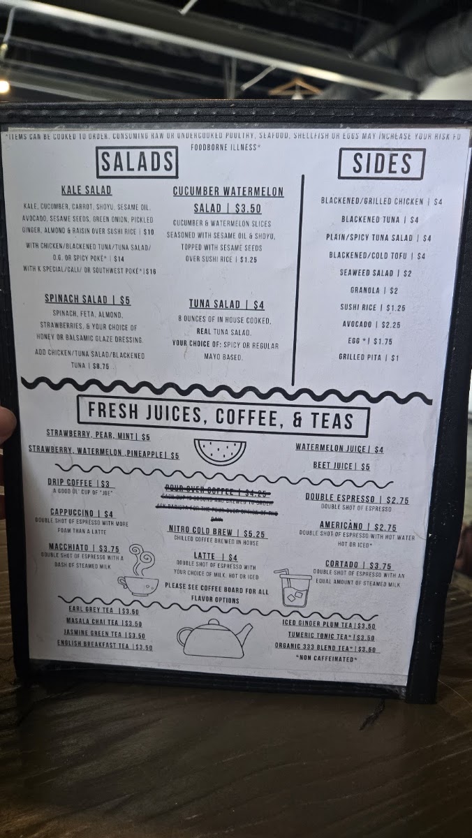 Zeke's Beans and Bowls menu board