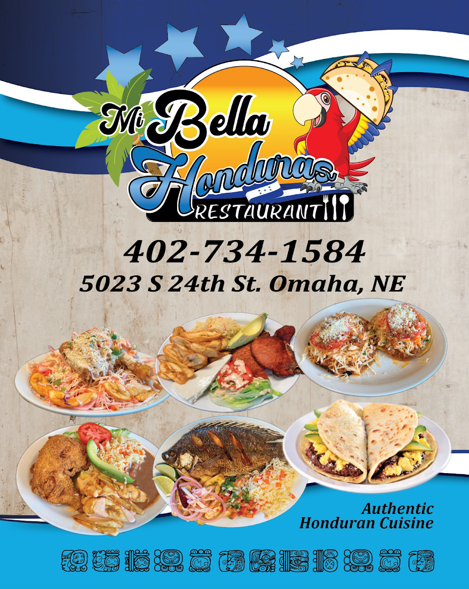 Mi Bella Honduras Restaurant menu board