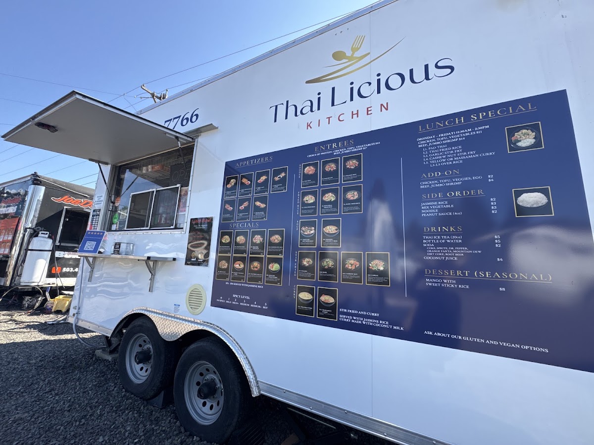Thai Licious Kitchen LLC menu board