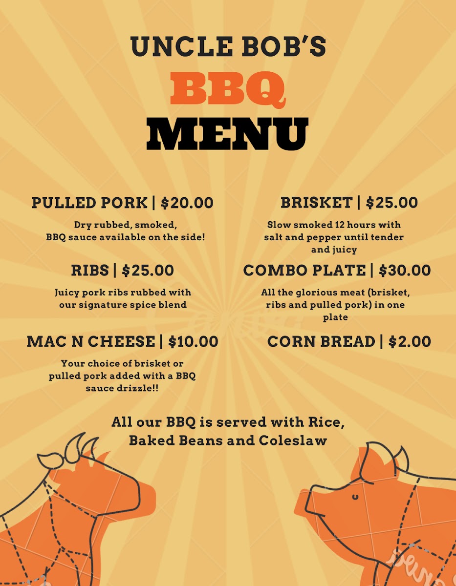 Uncle Bob’s BBQ menu board