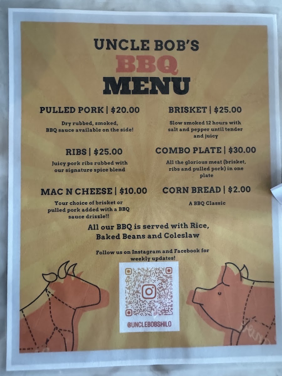 Uncle Bob’s BBQ menu board