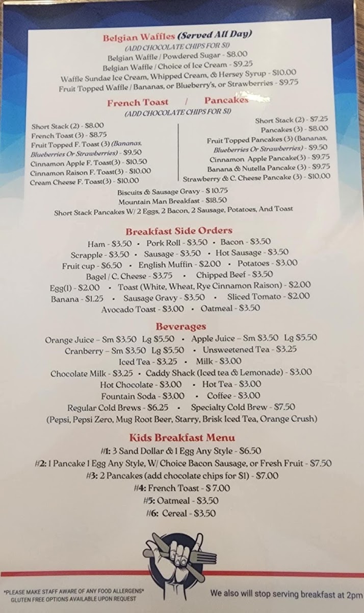 The Grubb at 34th and Asbury menu board