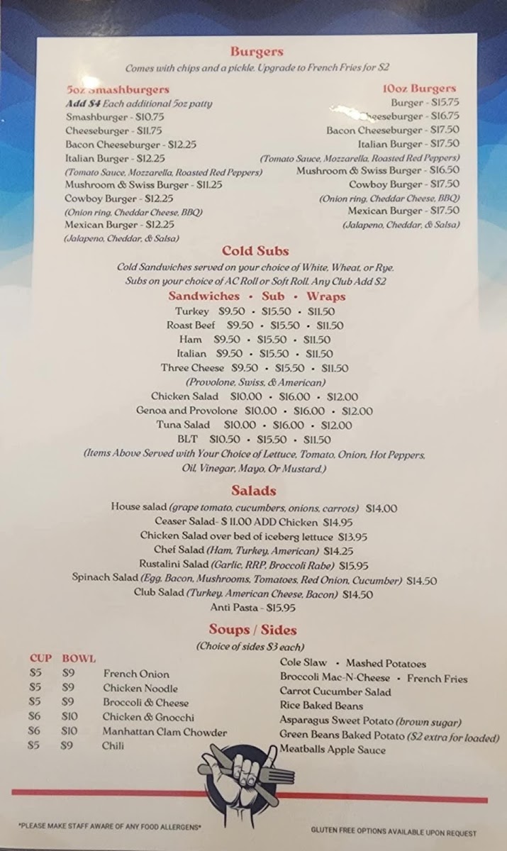 The Grubb at 34th and Asbury menu board