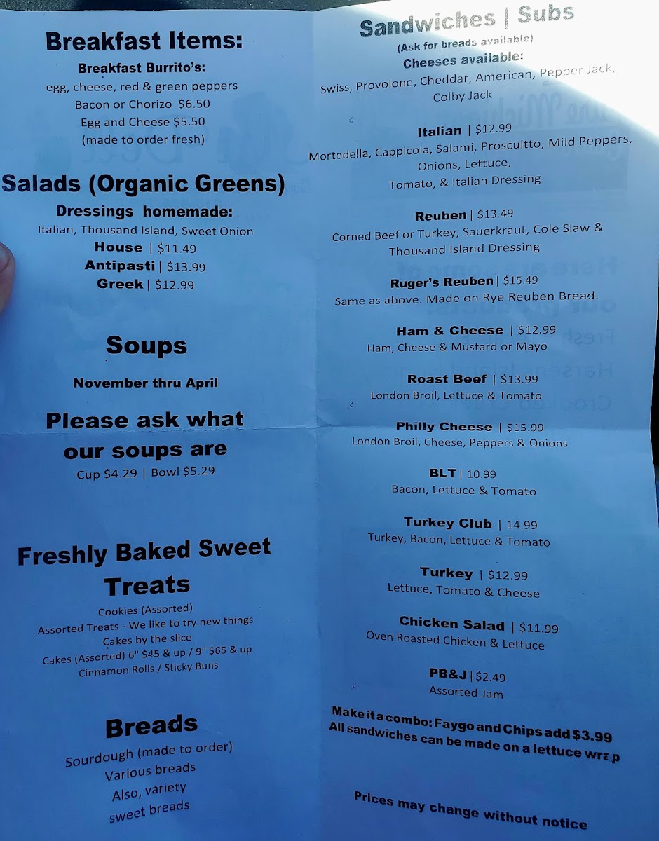 Pure Michigan Country Market menu board