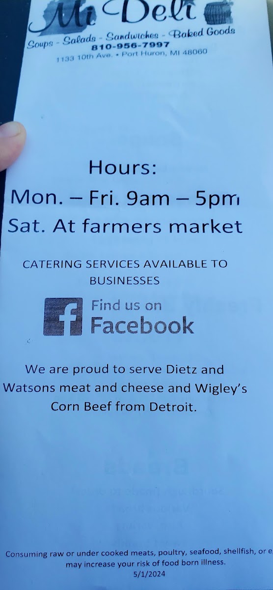 Pure Michigan Country Market menu board