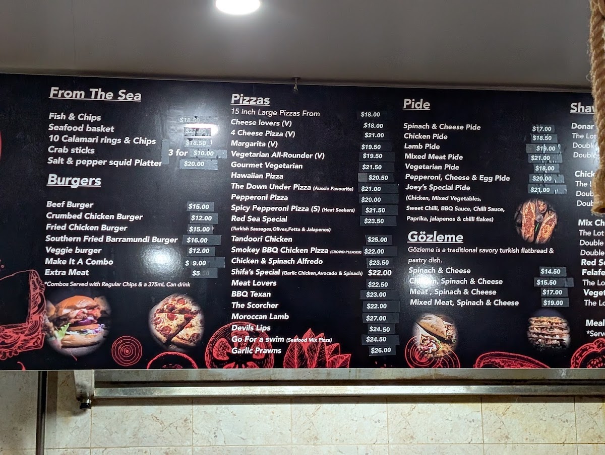 Red Sea Cafe & Shisha menu board