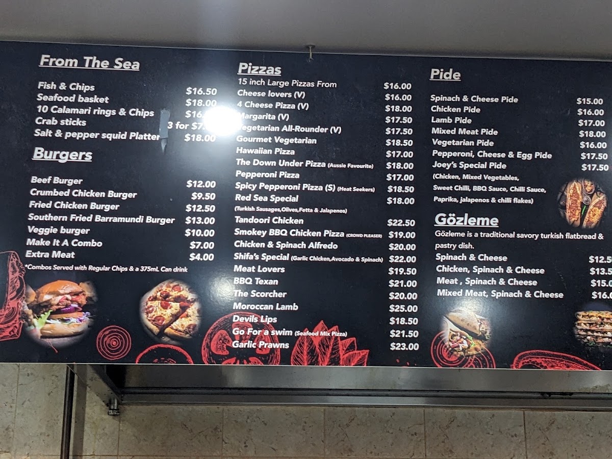 Red Sea Cafe & Shisha menu board