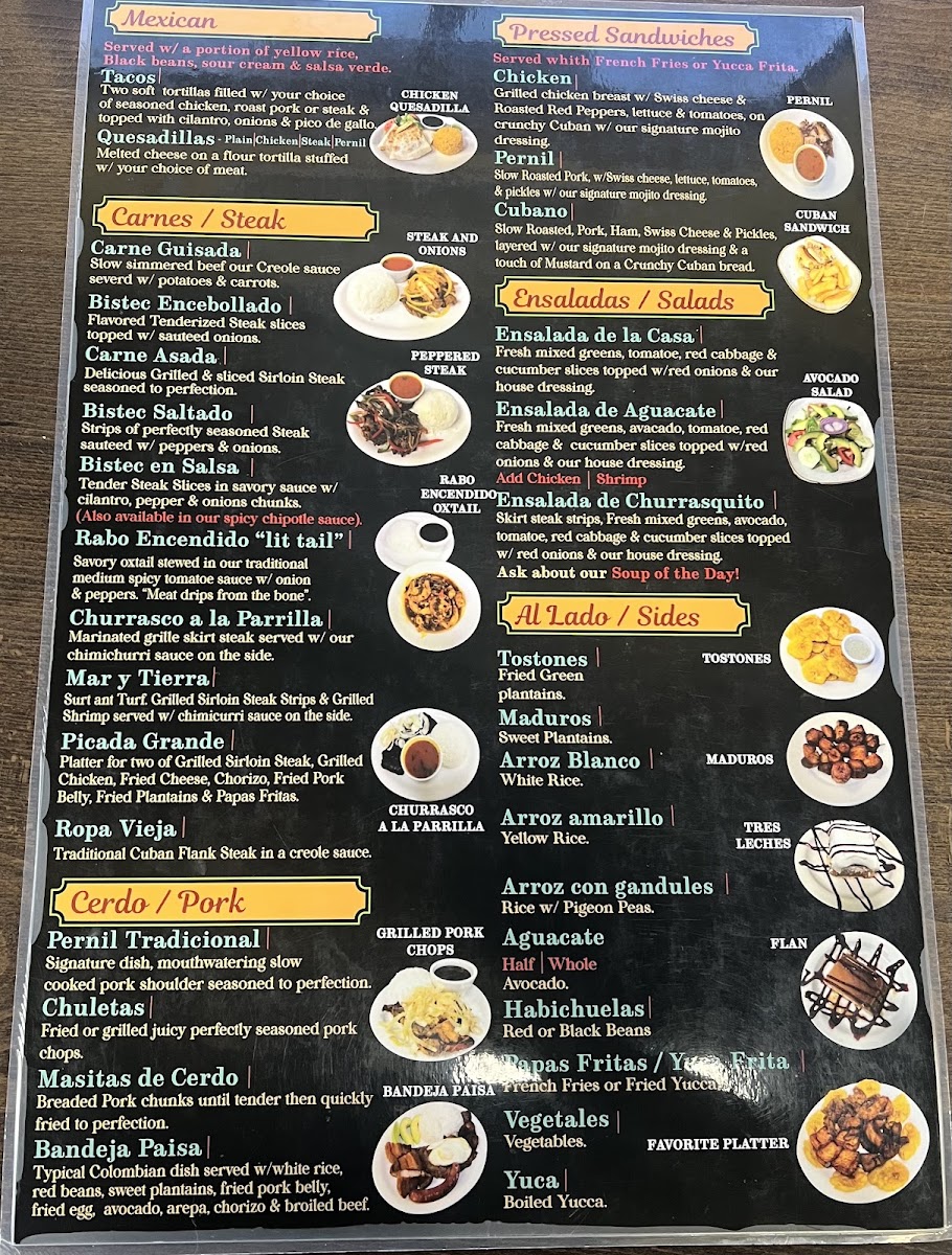 Maria's And Mix Kitchen menu board