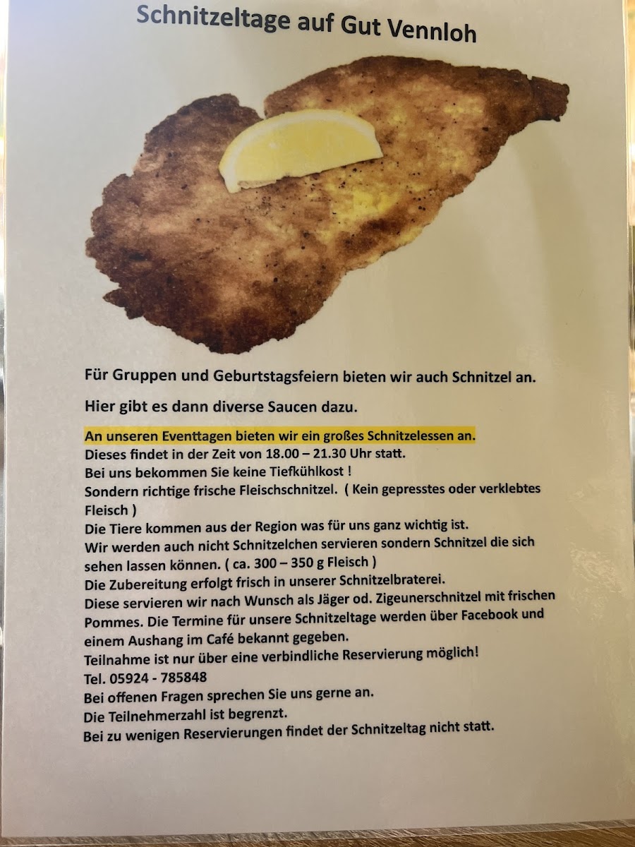 Landhauscafe Gut Vennloh menu board