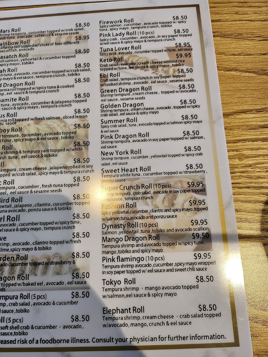 sushi bomb menu board
