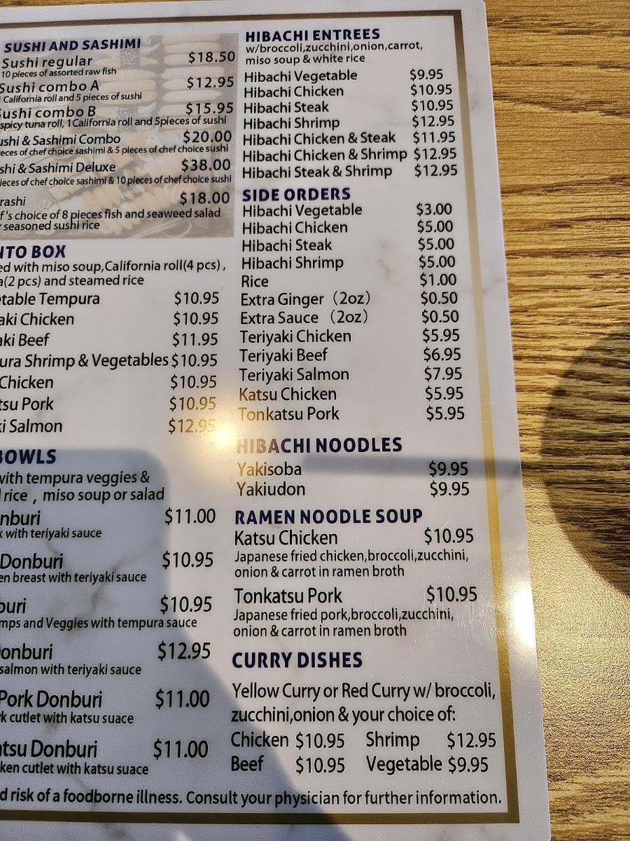 sushi bomb menu board