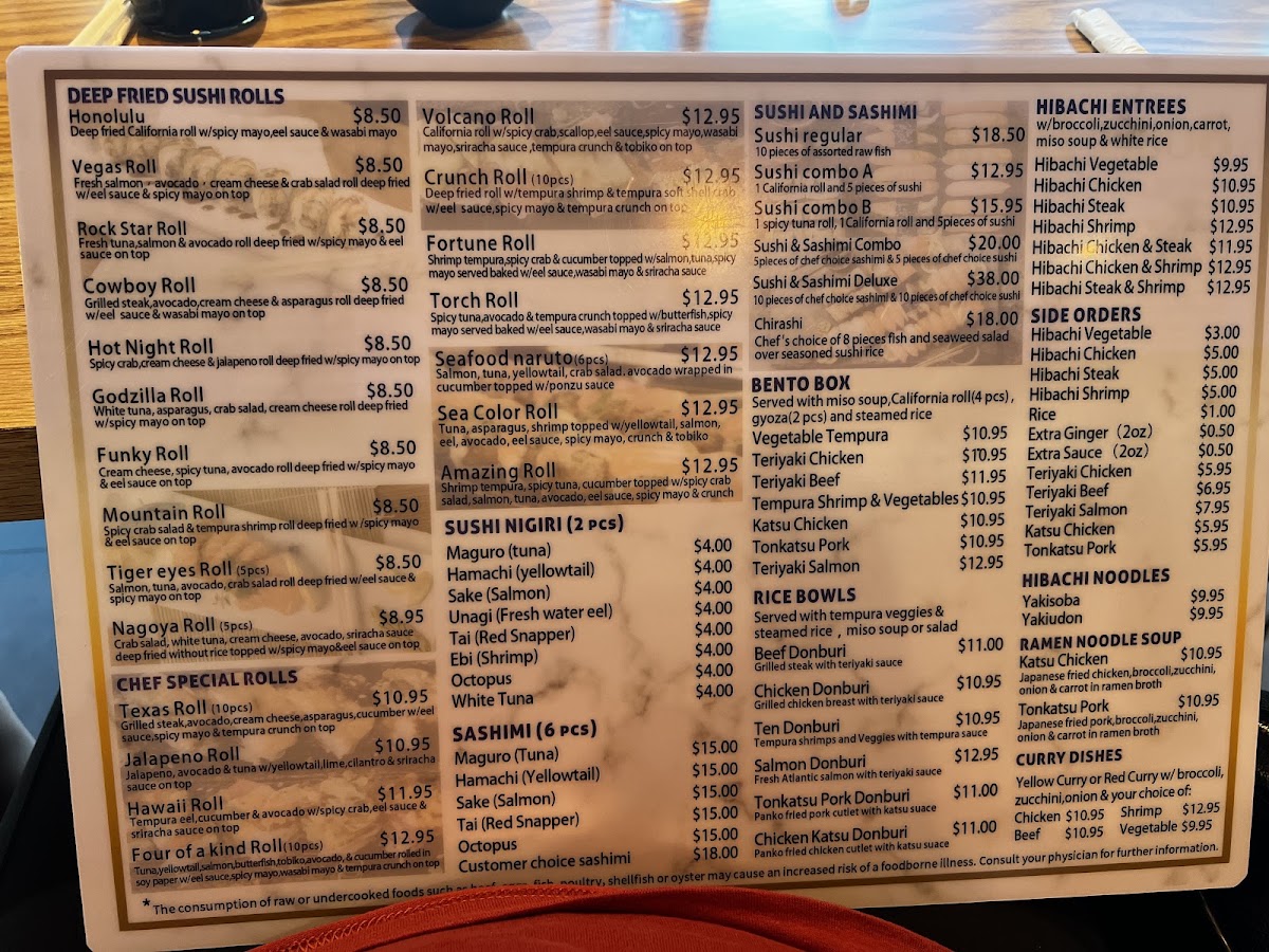 sushi bomb menu board
