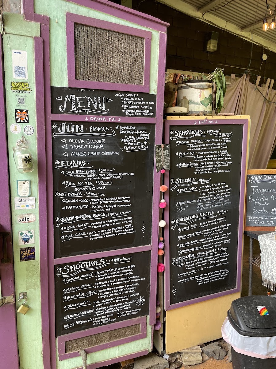 Roots Alchemy menu board