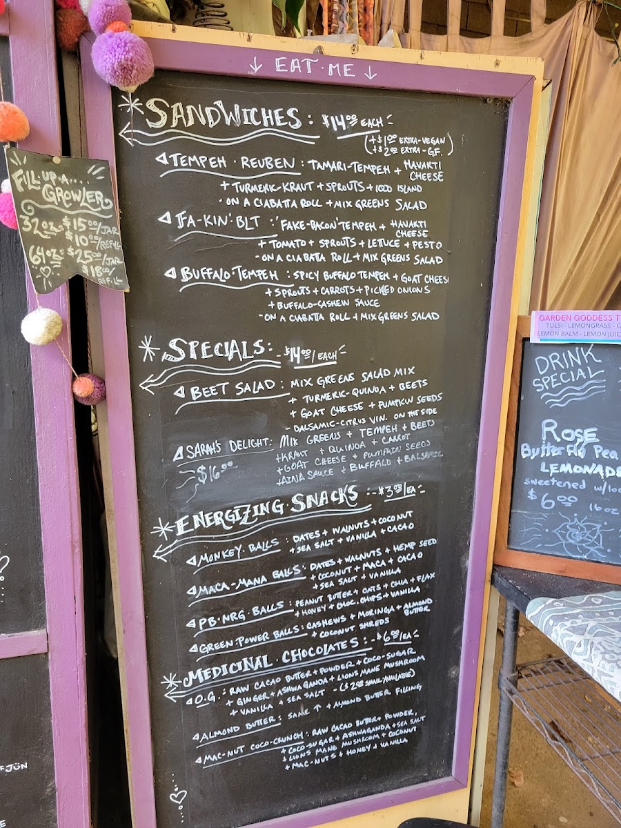 Roots Alchemy menu board