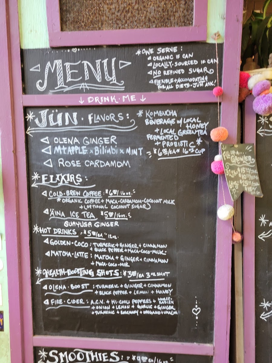 Roots Alchemy menu board