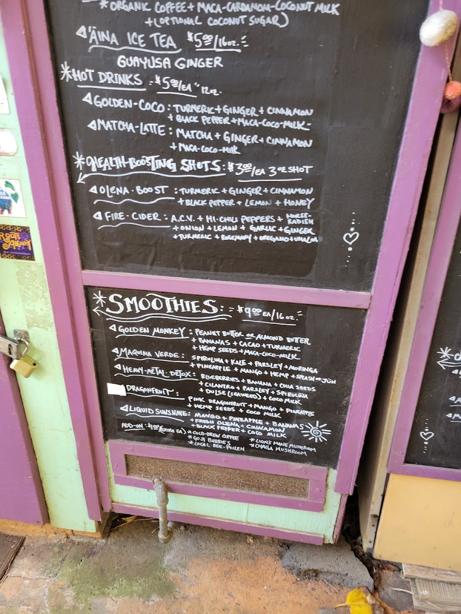 Roots Alchemy menu board