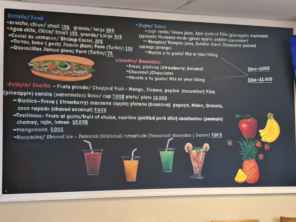 Los Manzaneros menu board