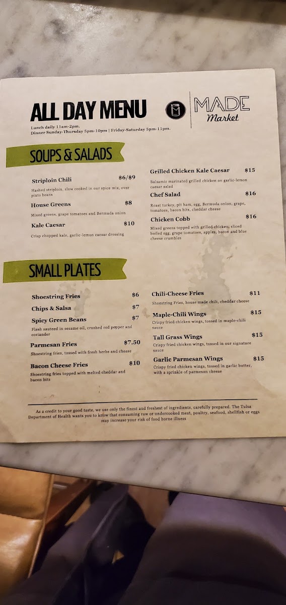 Made Market menu board