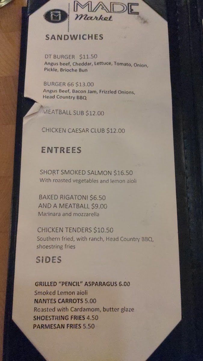 Made Market menu board
