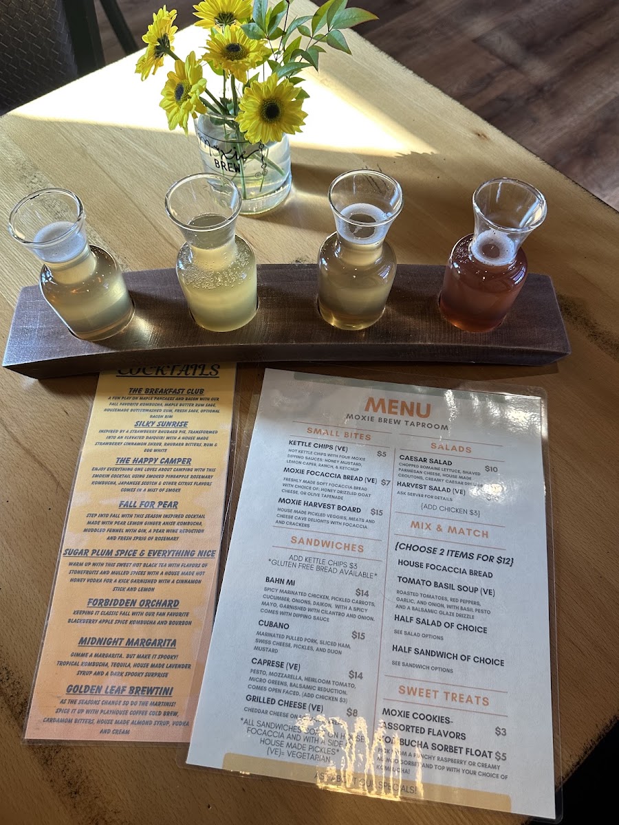 Moxie Brew menu board