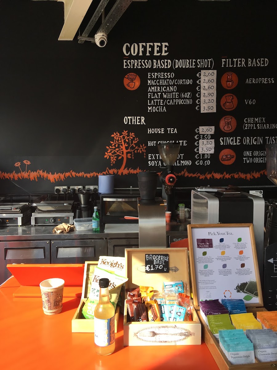 Top Shelf Coffee Bar menu board