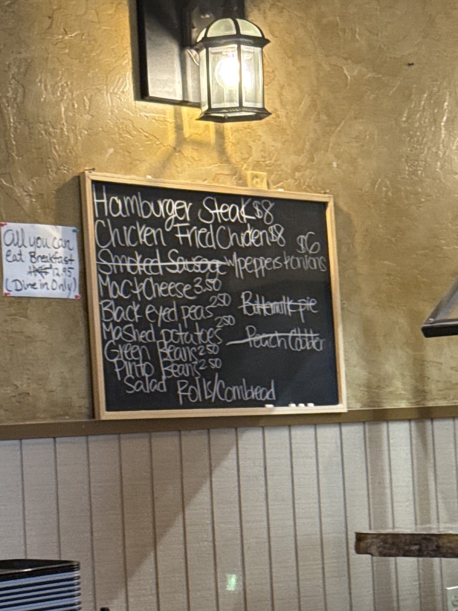Mom's Place menu board