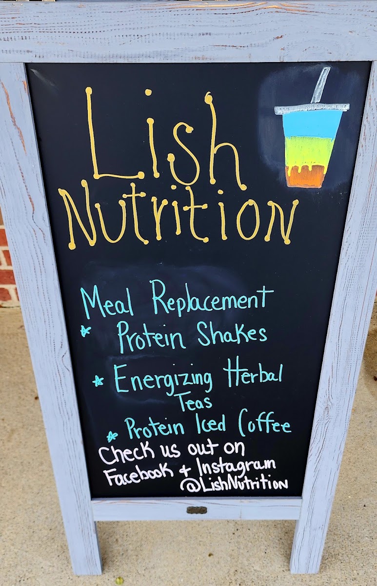 Lish Nutrition menu board