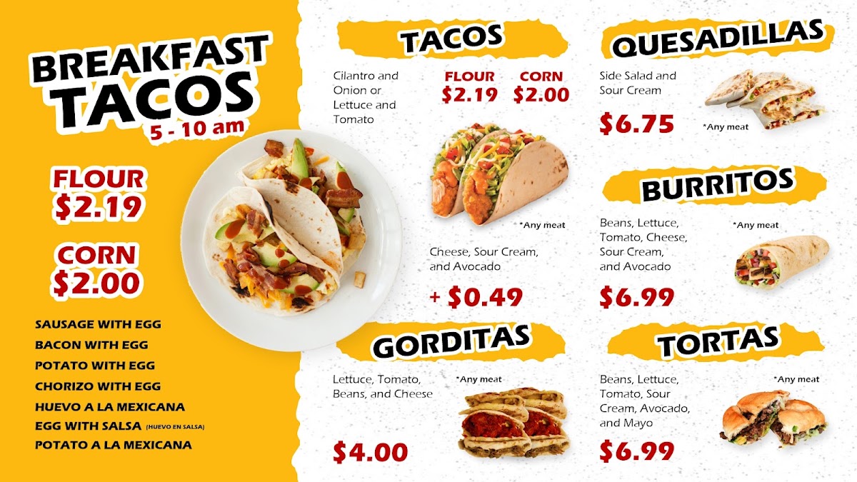 El Primo Kitchen menu board