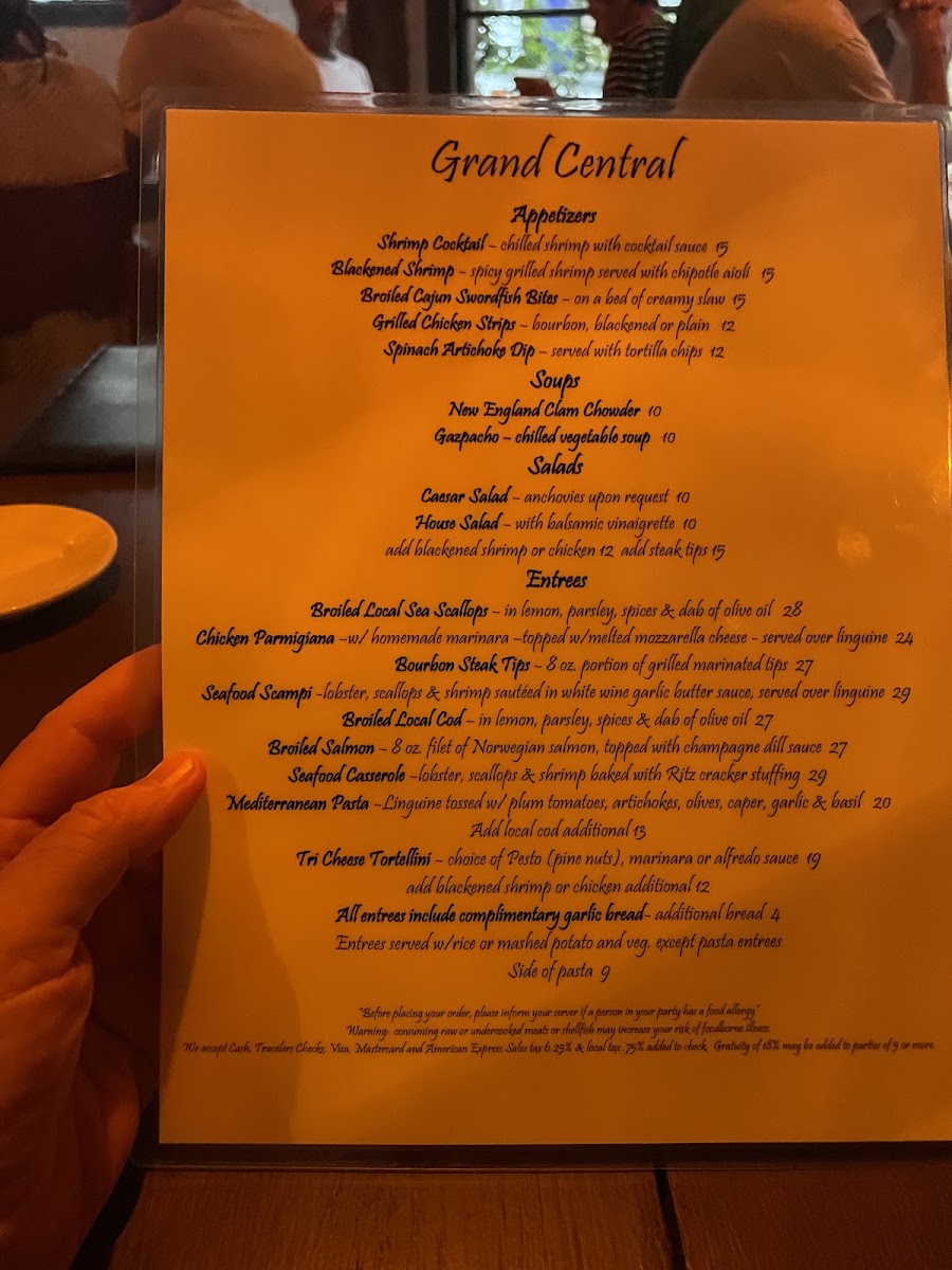 Grand Central Restaurant menu board