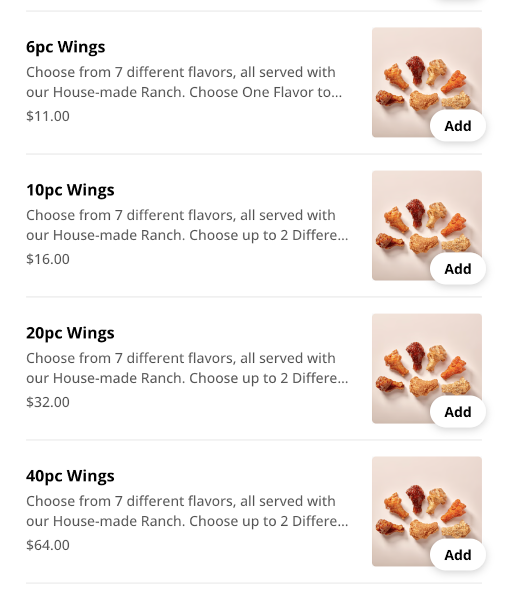 Saroki's Crispy Chicken & Pizza menu board