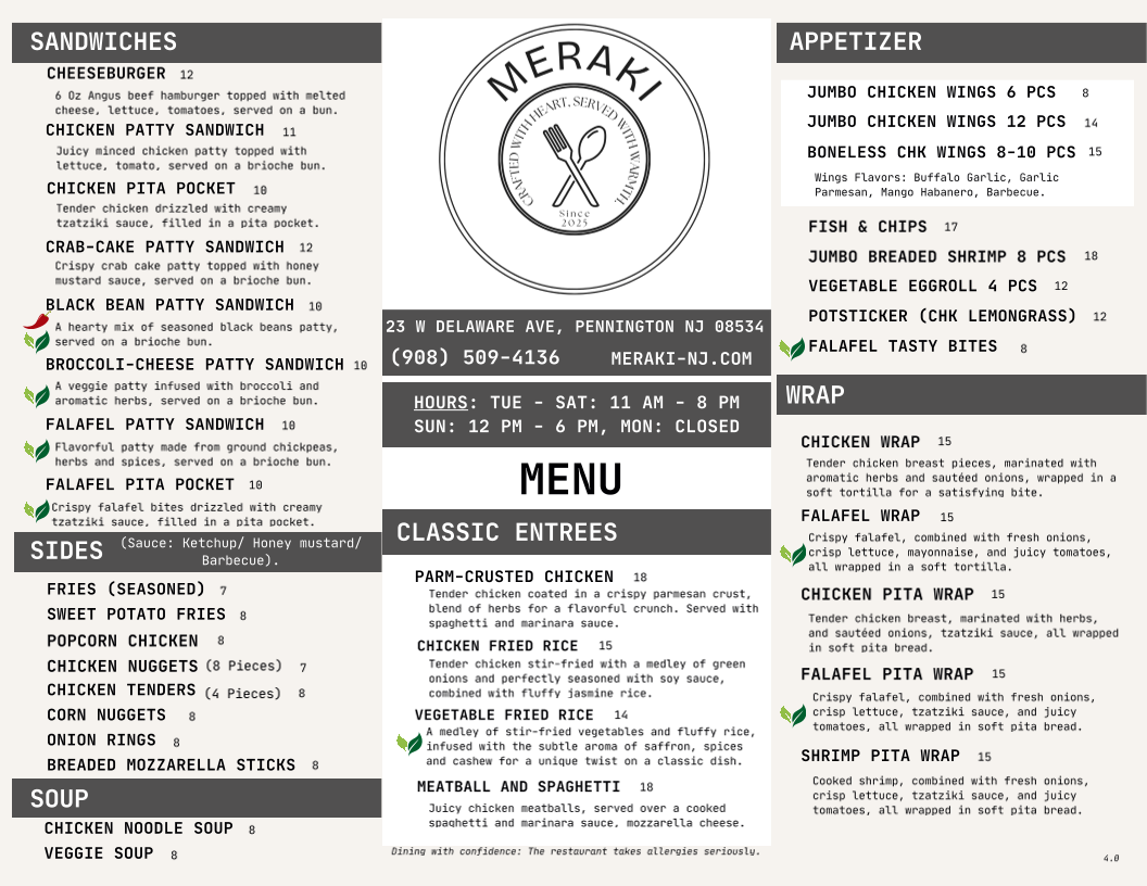 Meraki menu board