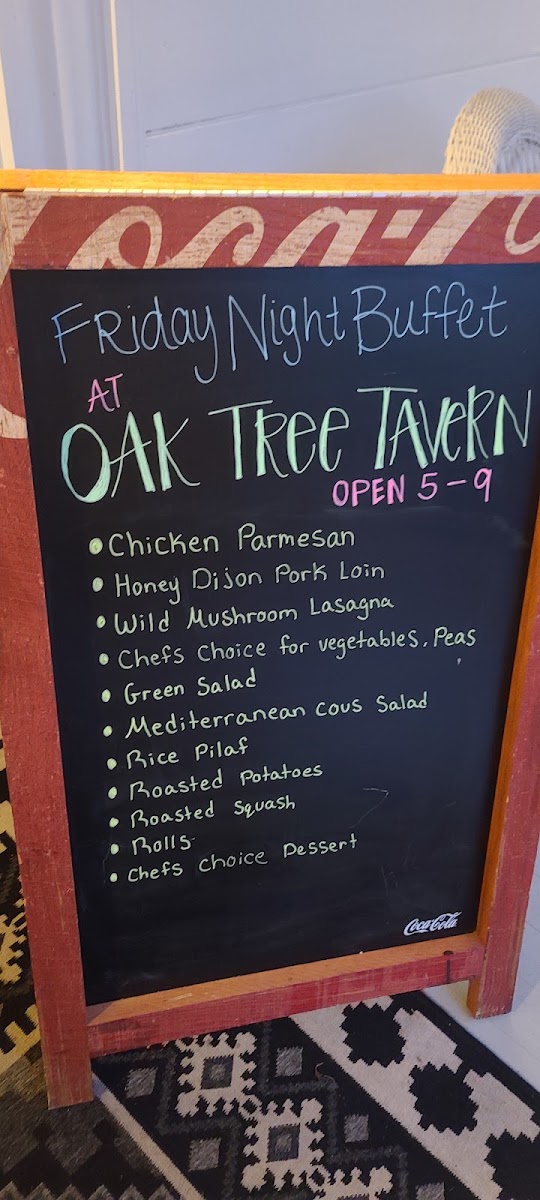 Oak Tree Tavern and Connie’s Pub menu board