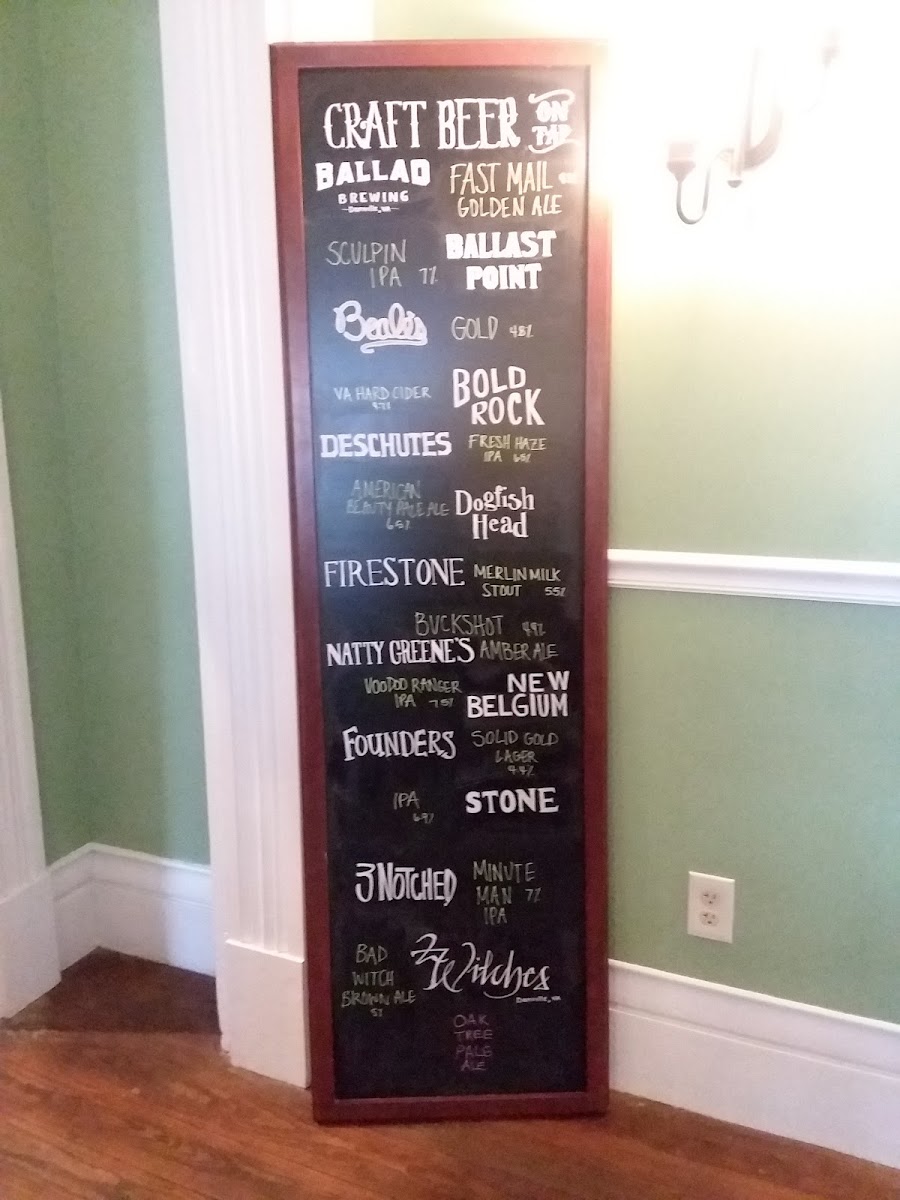 Oak Tree Tavern and Connie’s Pub menu board
