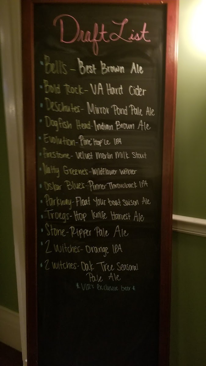 Oak Tree Tavern and Connie’s Pub menu board