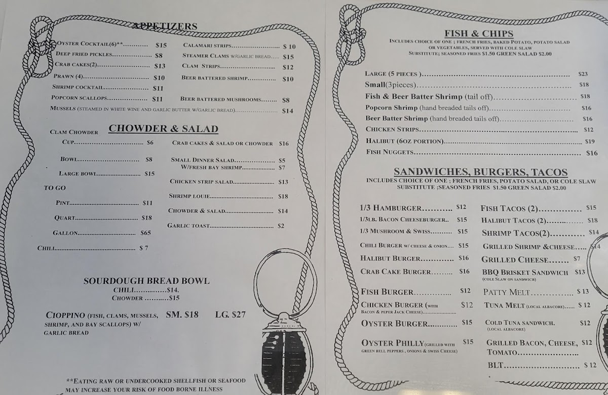 John's Grotto menu board