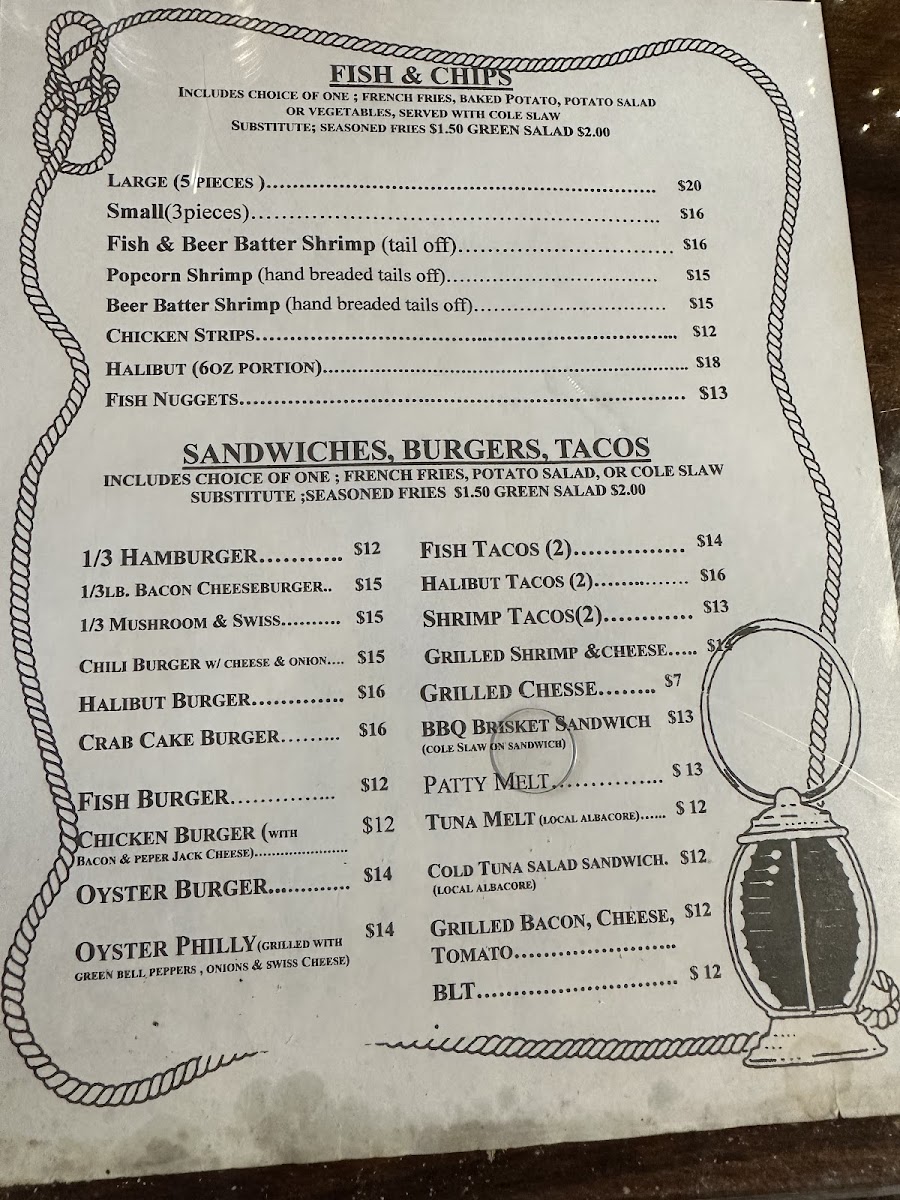 John's Grotto menu board