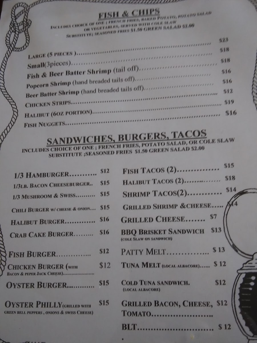 John's Grotto menu board