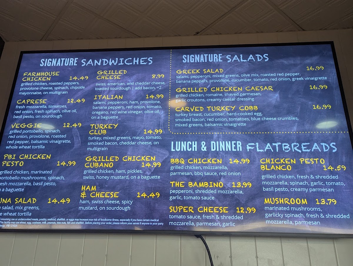 PBI Market menu board