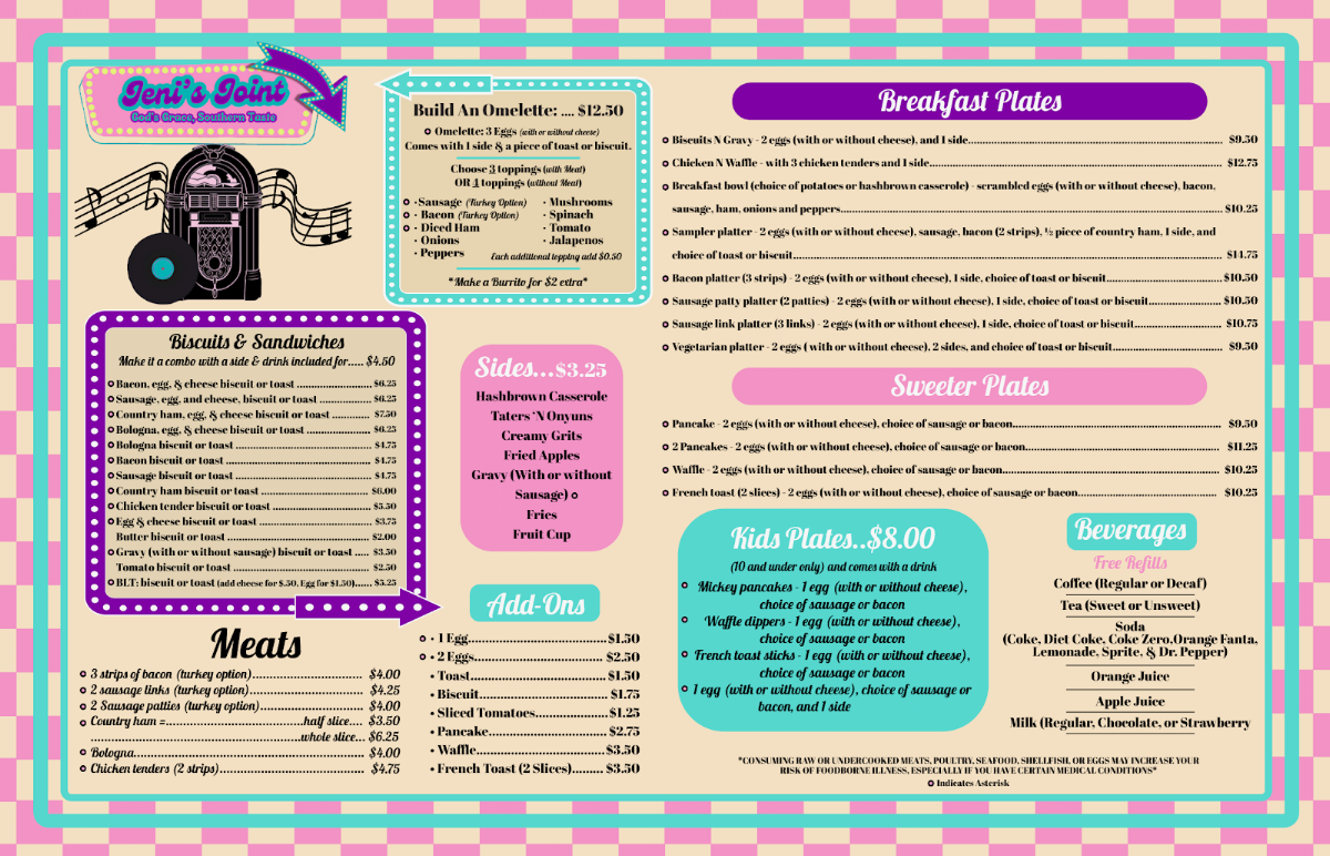Jeni's Joint menu board