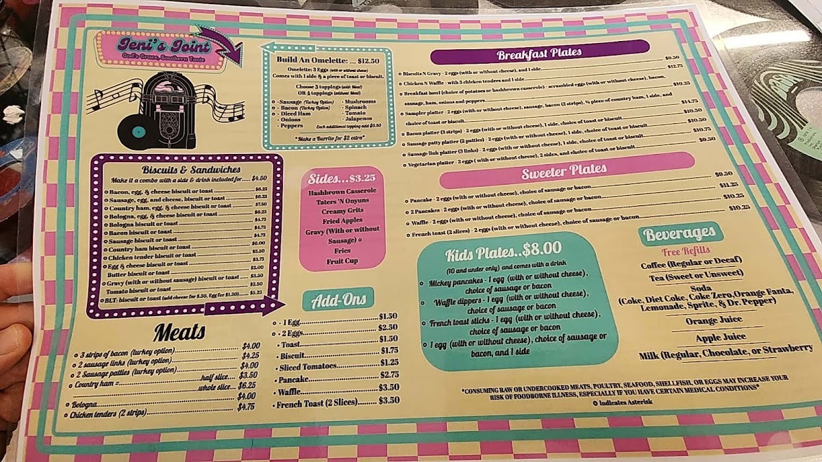 Jeni's Joint menu board