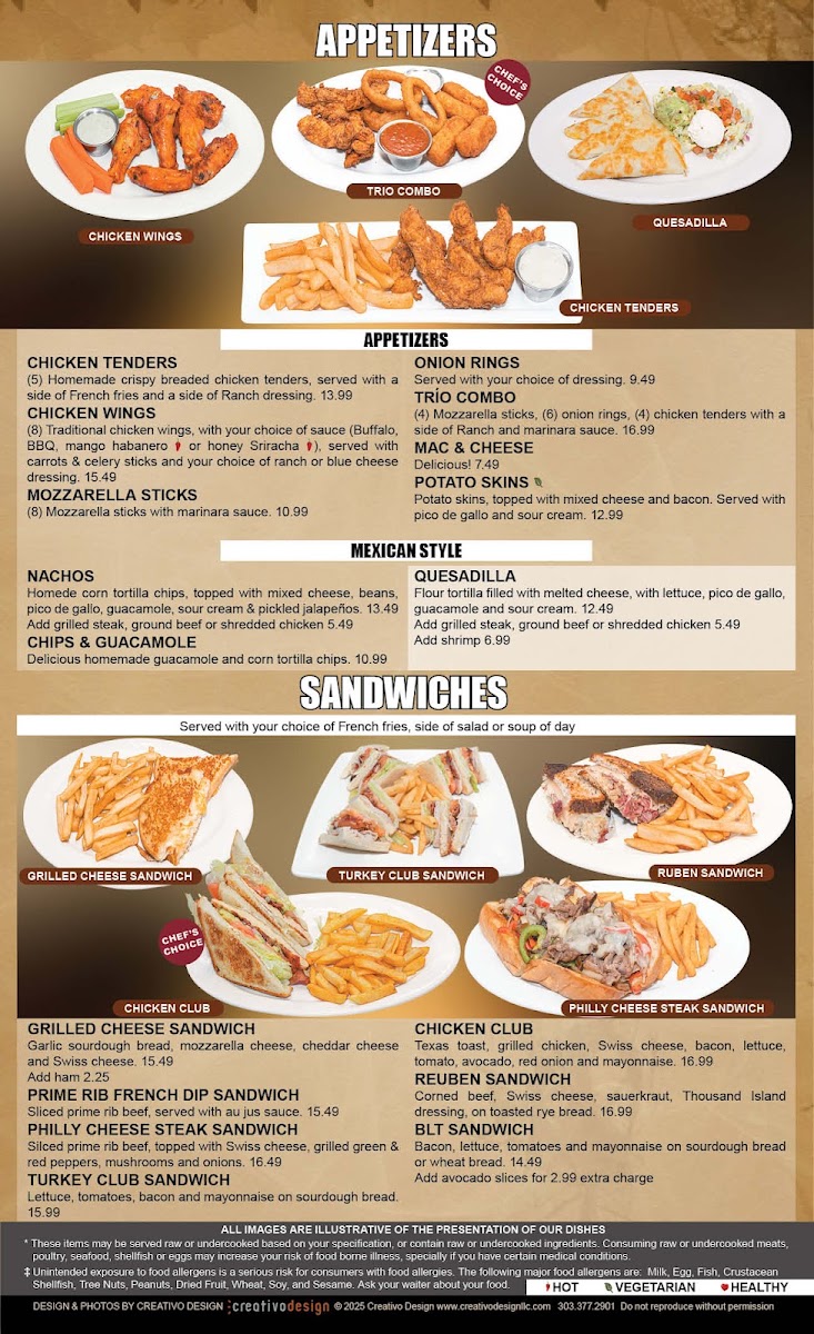 El Gran Jardin Restaurant menu board