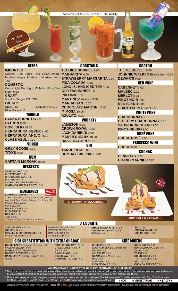 El Gran Jardin Restaurant menu board