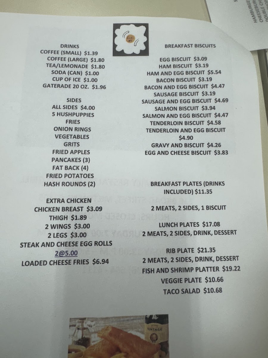 All in the Family Grill and Mini mart menu board