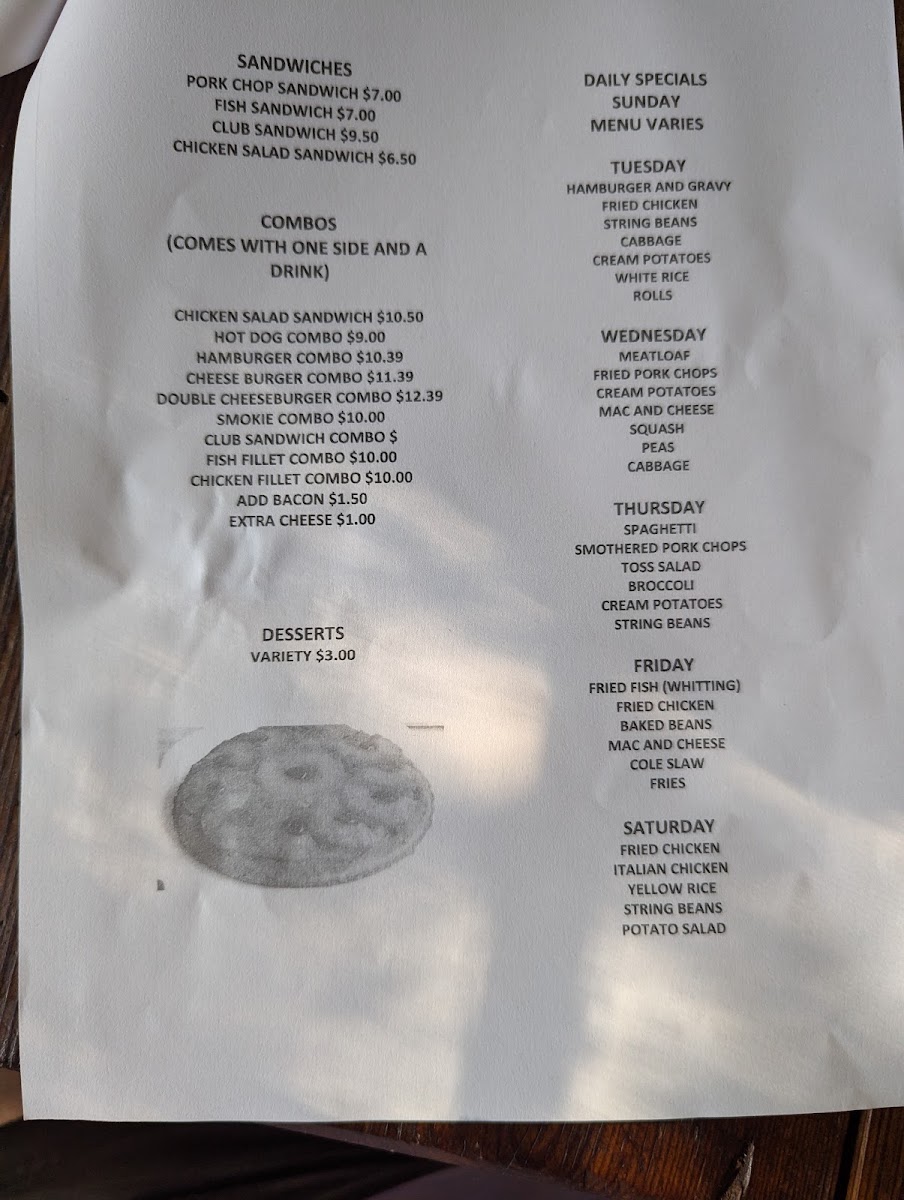 All in the Family Grill and Mini mart menu board