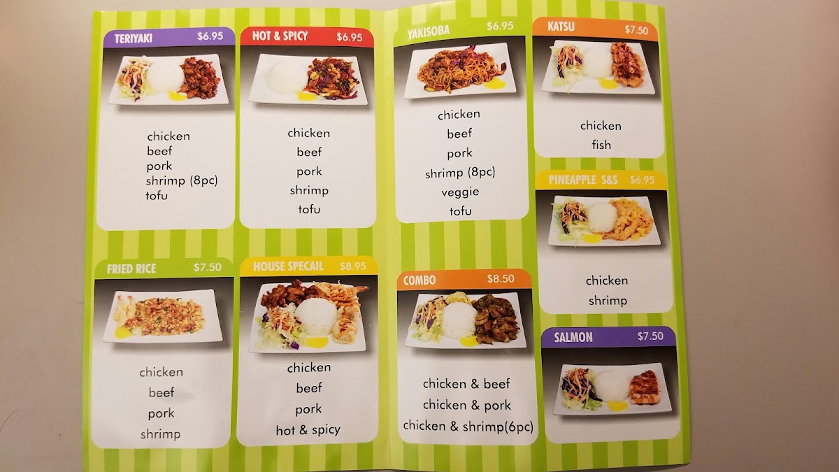 Teriaki's 2 menu board