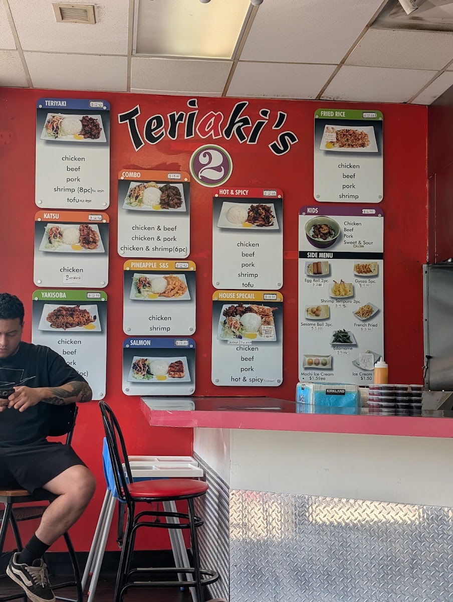 Teriaki's 2 menu board