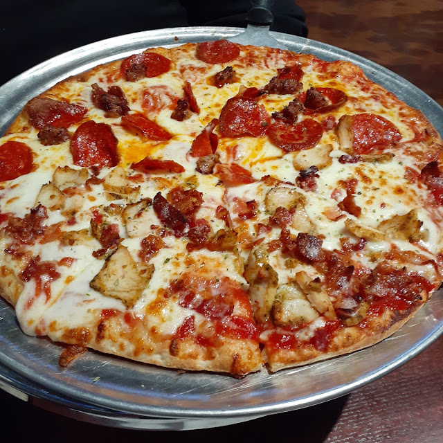Half Pepperoni Half Chicken Bacon Pizza