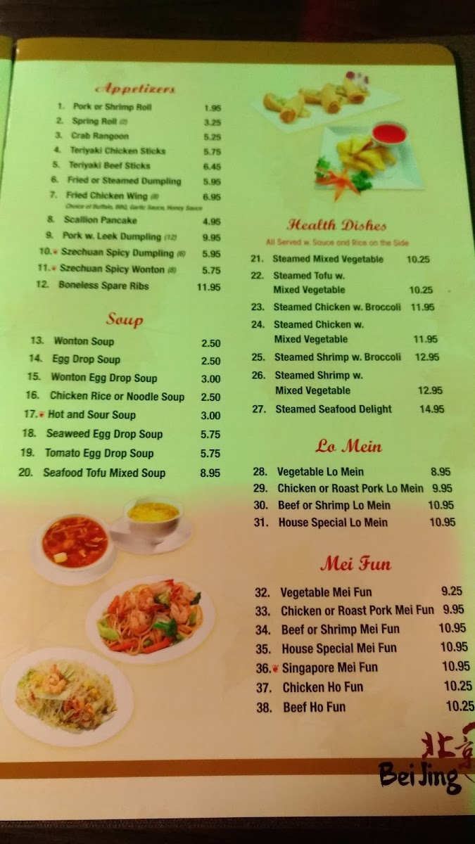 Beijing Restaurant menu board