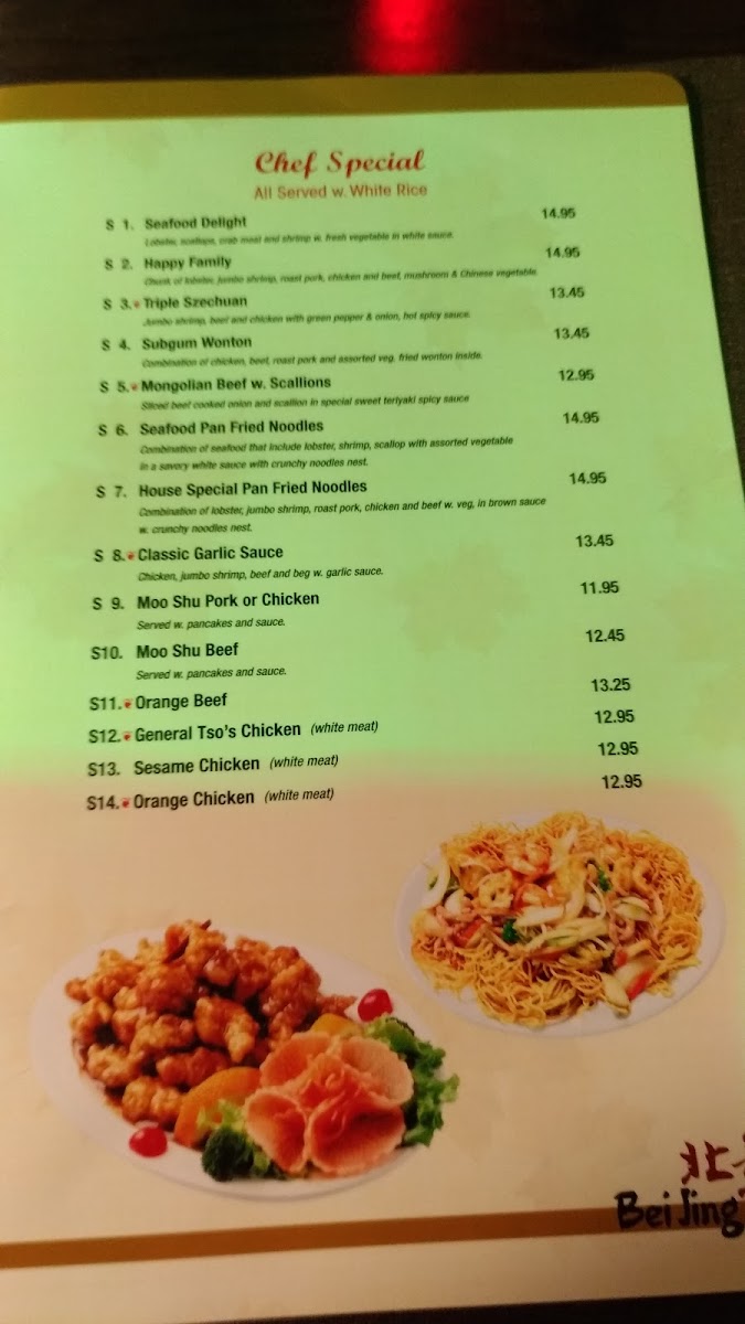 Beijing Restaurant menu board